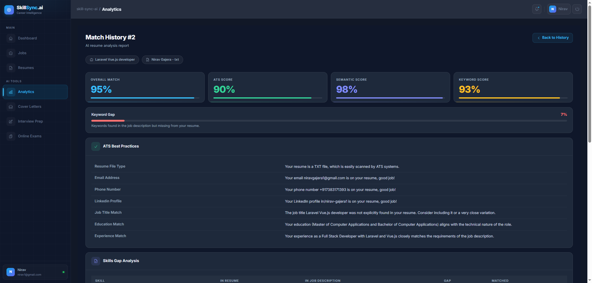 Skill Sync Match History